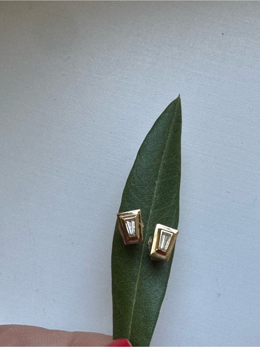 Kinn- authentic gold and diamond baguette earrings